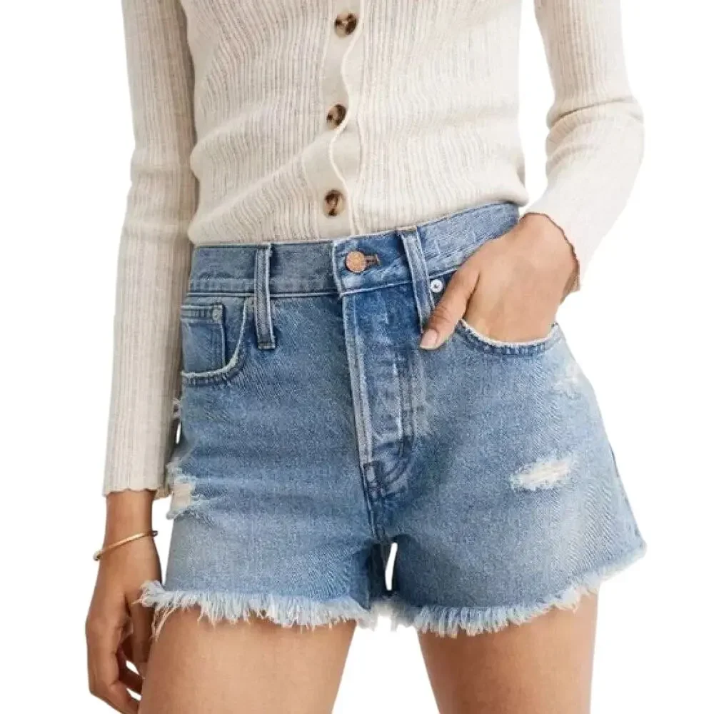 Madewell Relaxed Denim Shorts Size 28 Womens Distressed Jean